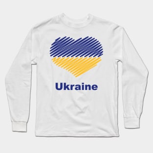 Heart Ukraine (Flag / Blue - Yellow) Long Sleeve T-Shirt